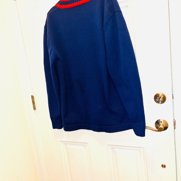 Vintage Authentic Gucci Alien Mascot Oversized Navy Blue Cardigan Mohair Cotton - Picture 6 of 12